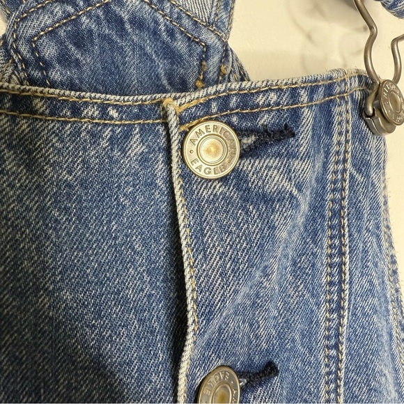 American Eagle AE Short Alls Denim Overall Shorts Size 4 - Picture 3 of 6